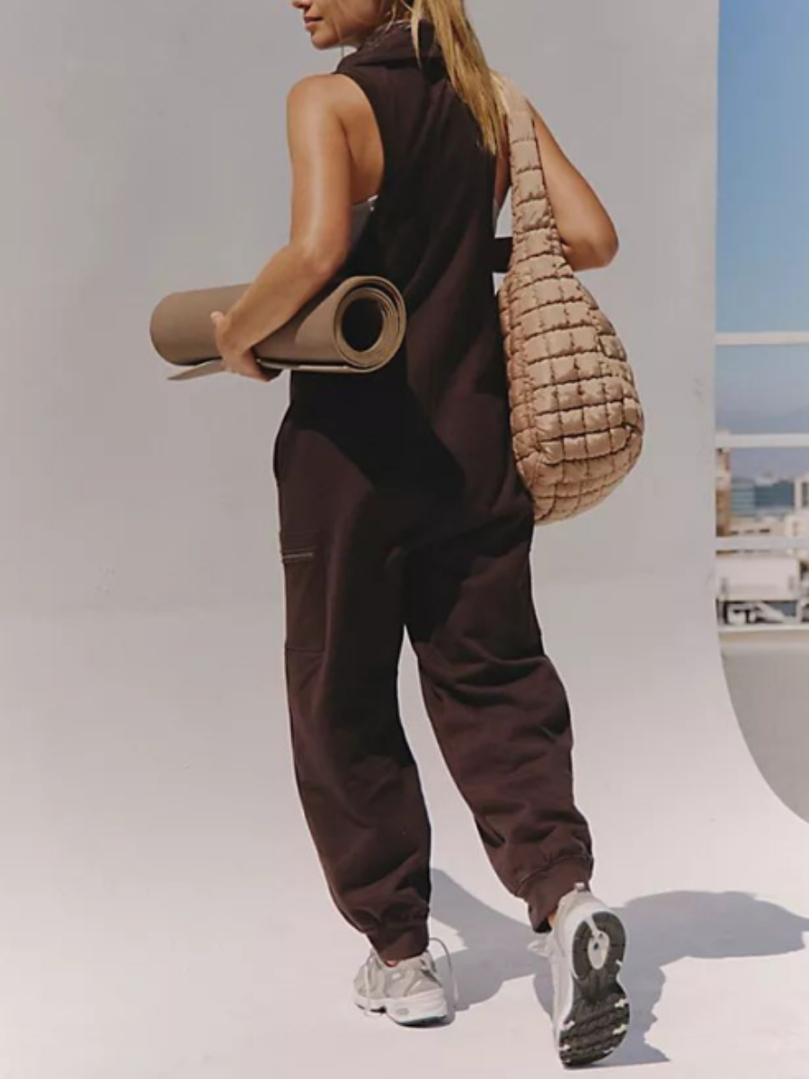Solid Color Sleeveless Jumpsuit