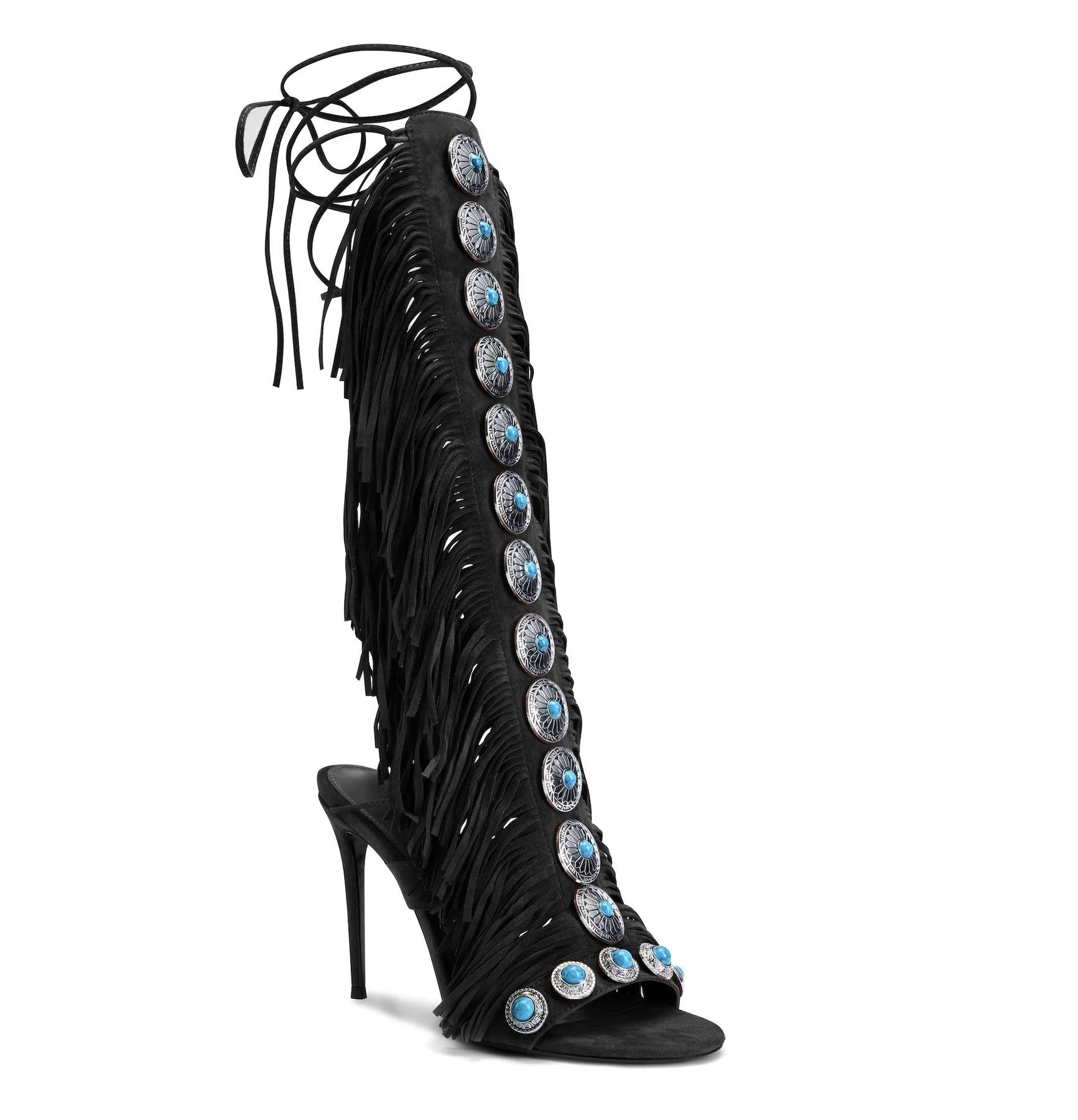 FRINGE LACE UP SANDAL