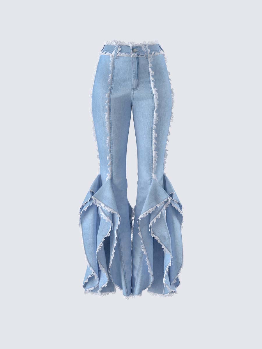 Blue Denim Frayed Jean