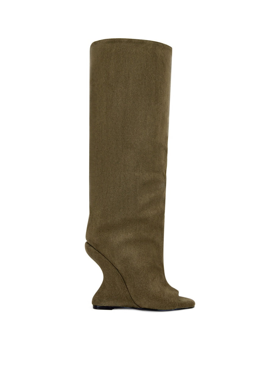 PEEP TOE WEDGE BOOT