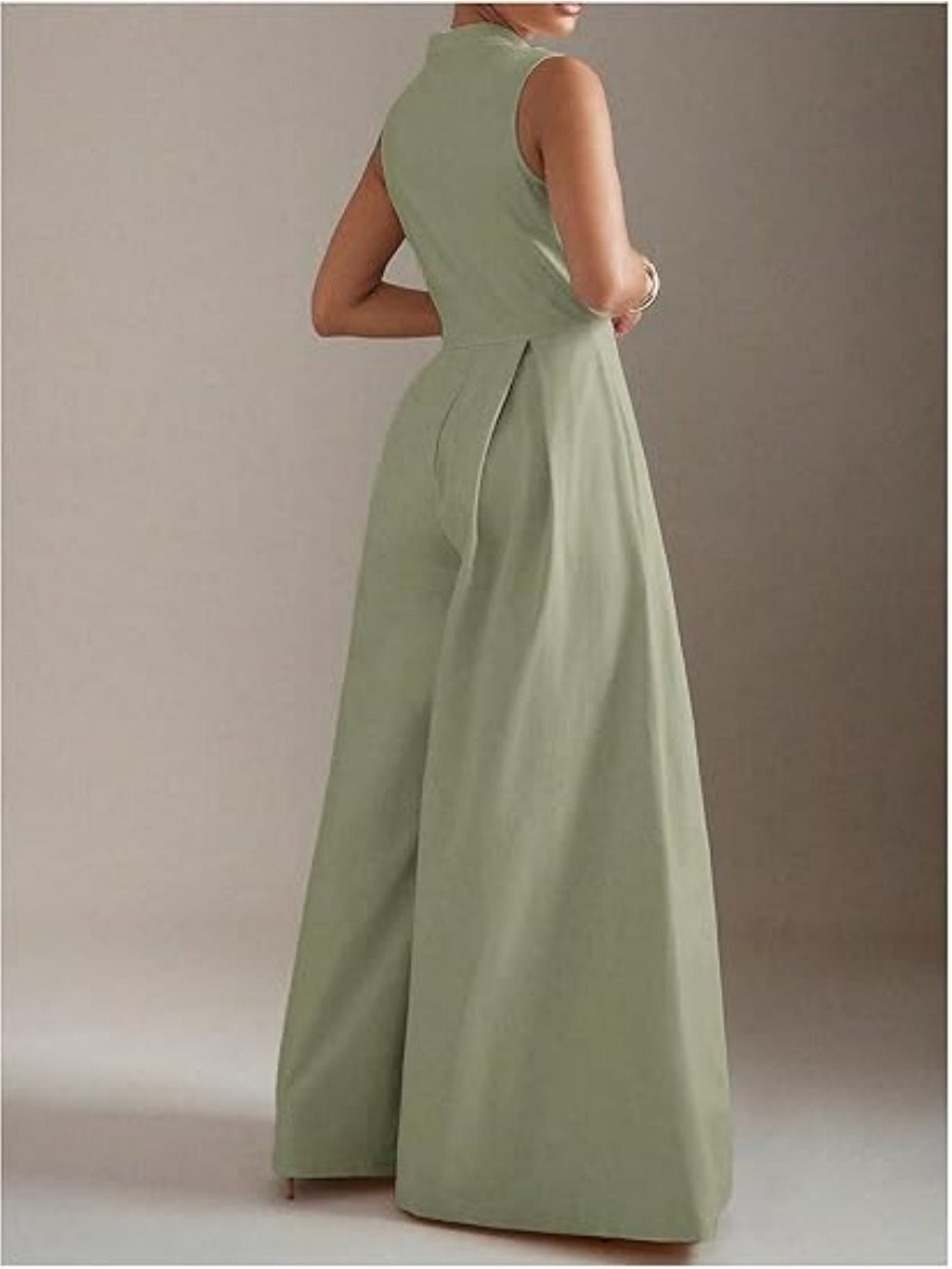 Zip Up Wide Leg Jumpsuits