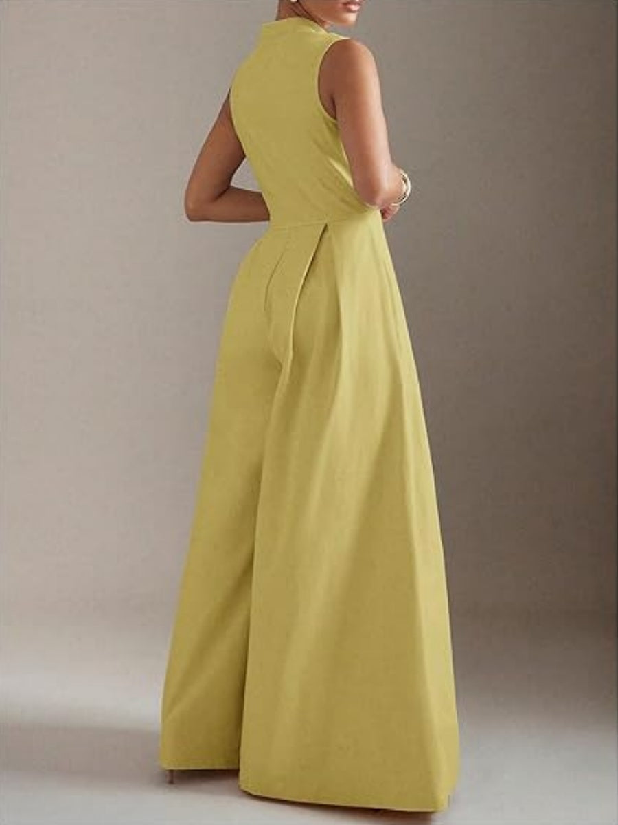 Zip Up Wide Leg Jumpsuits