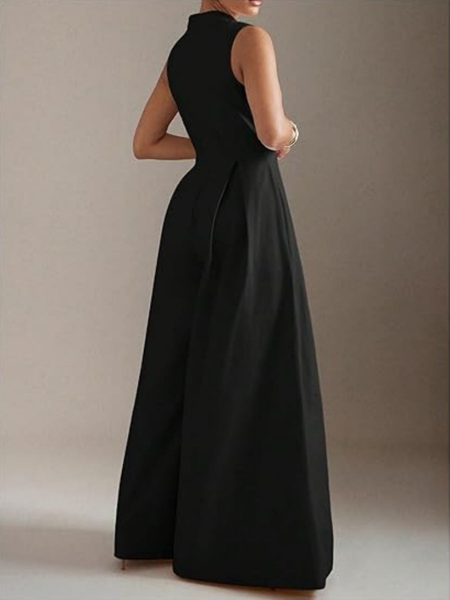 Zip Up Wide Leg Jumpsuits