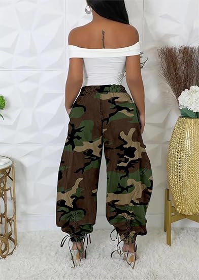 Drawstring Pull-On Cargo Denim Pants