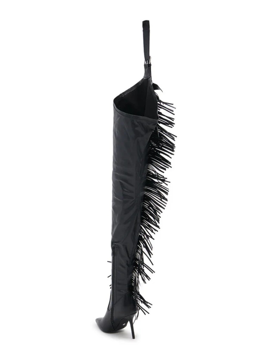 BLACK STILETTO WESTERN CHAP BOOT