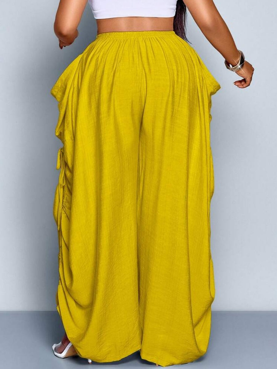 Solid Color Tie-Waist Wide Leg Pant