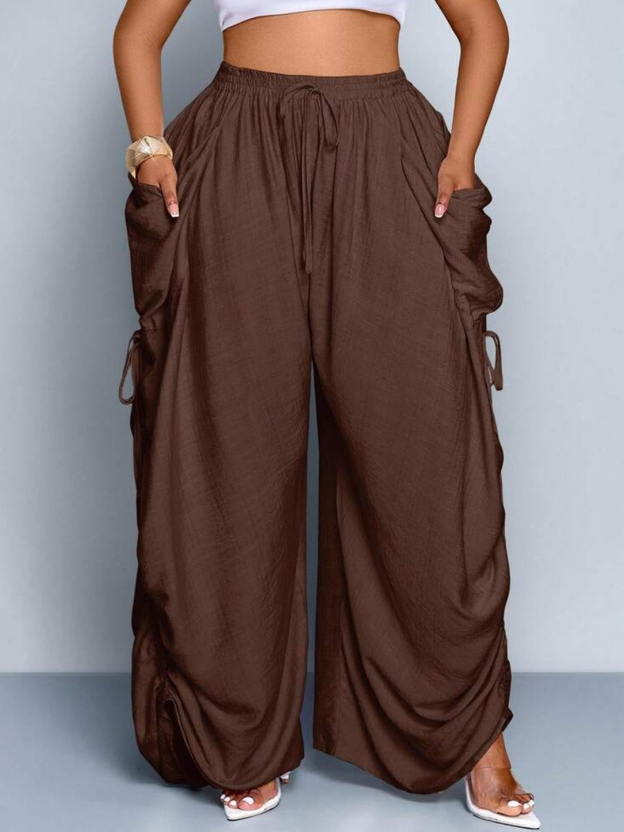 Solid Color Tie-Waist Wide Leg Pant