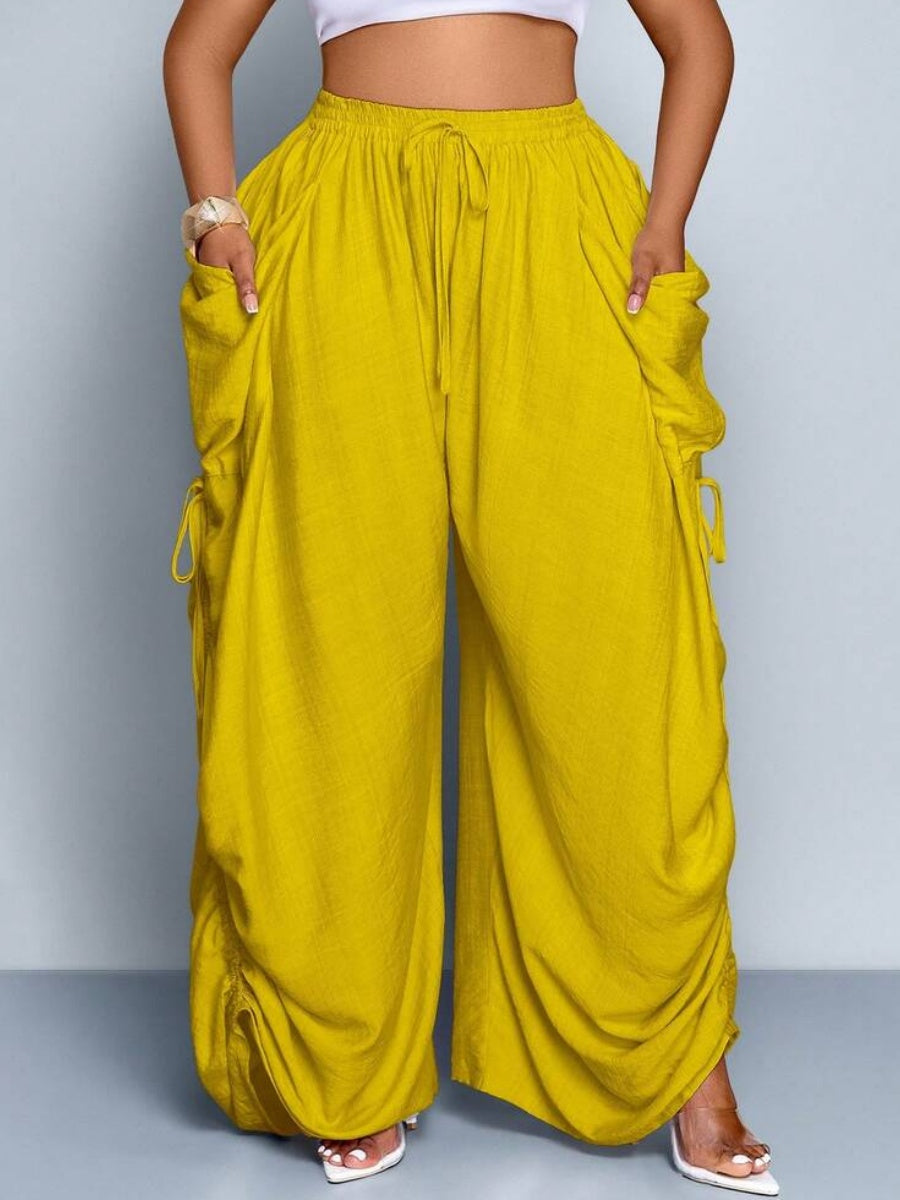 Solid Color Tie-Waist Wide Leg Pant