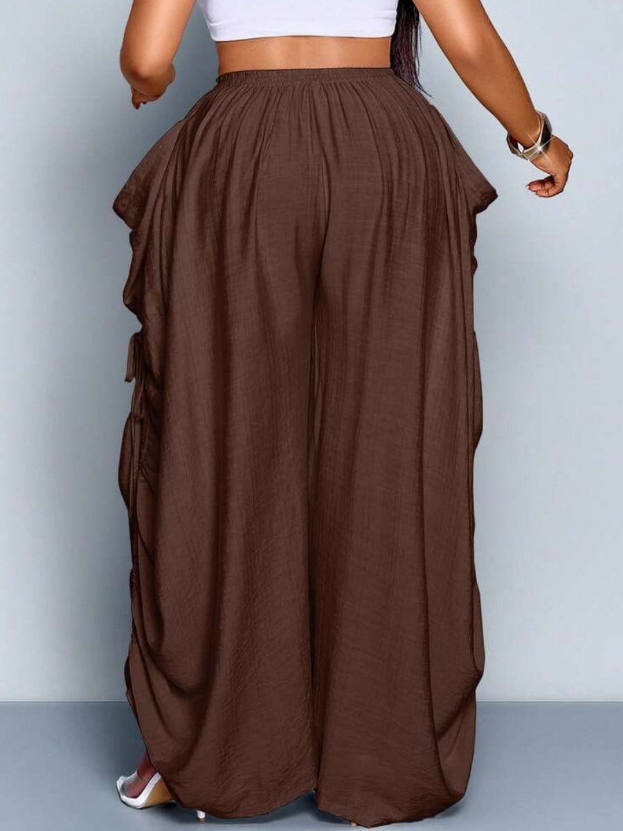 Solid Color Tie-Waist Wide Leg Pant