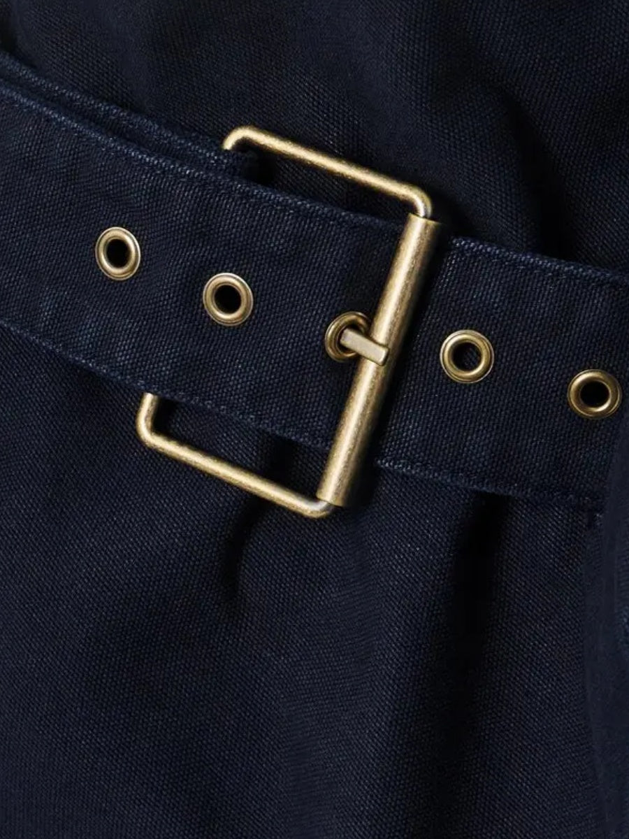 Asymmetric Layered Belted Organic Cotton-Twill Tapered Pants
