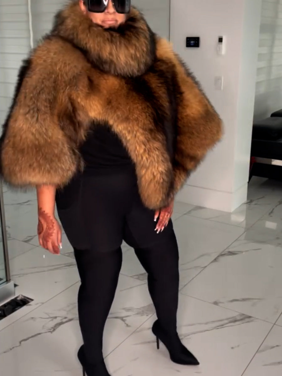Asymmetrical Faux Fur Cape