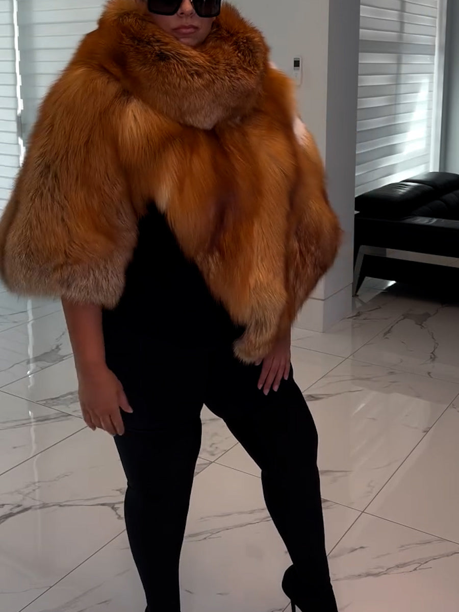 Asymmetrical Faux Fur Cape