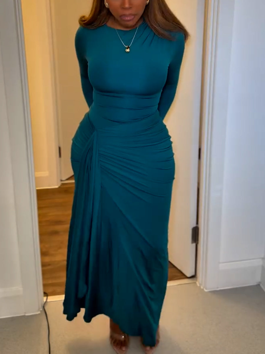 Lace Up Long Dress Side Slit Dress