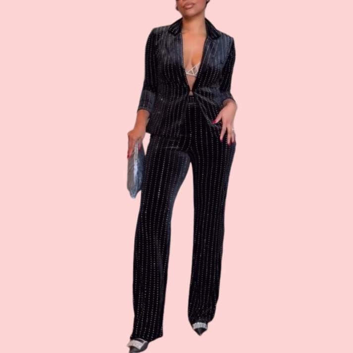 Rhinestone Top & Pants Set