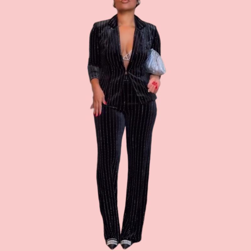Rhinestone Top & Pants Set
