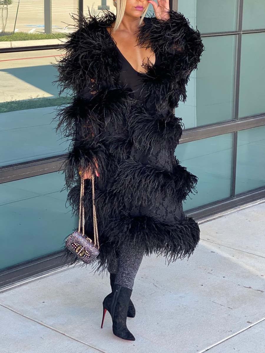 Faux Fur Lace Coat