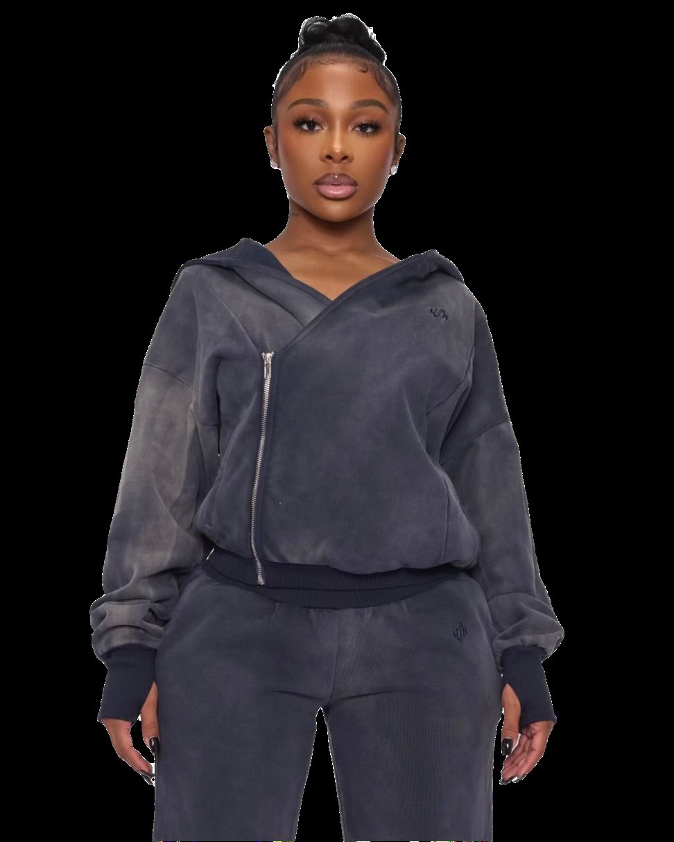 ASYMMETRICAL JACKET AND SWEATPANT SET