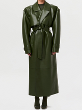 Lapel Long Leather