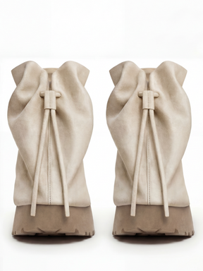 Suede Adjustable Elastic Cord Boots