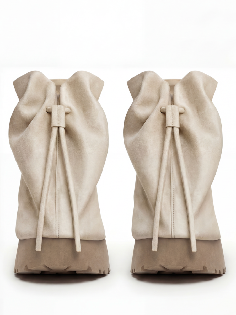 Suede Adjustable Elastic Cord Boots