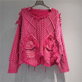 Chic Stitched Denim Sweater