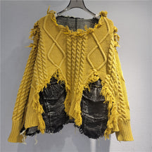 Chic Stitched Denim Sweater