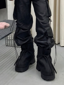 Suede Adjustable Elastic Cord Boots