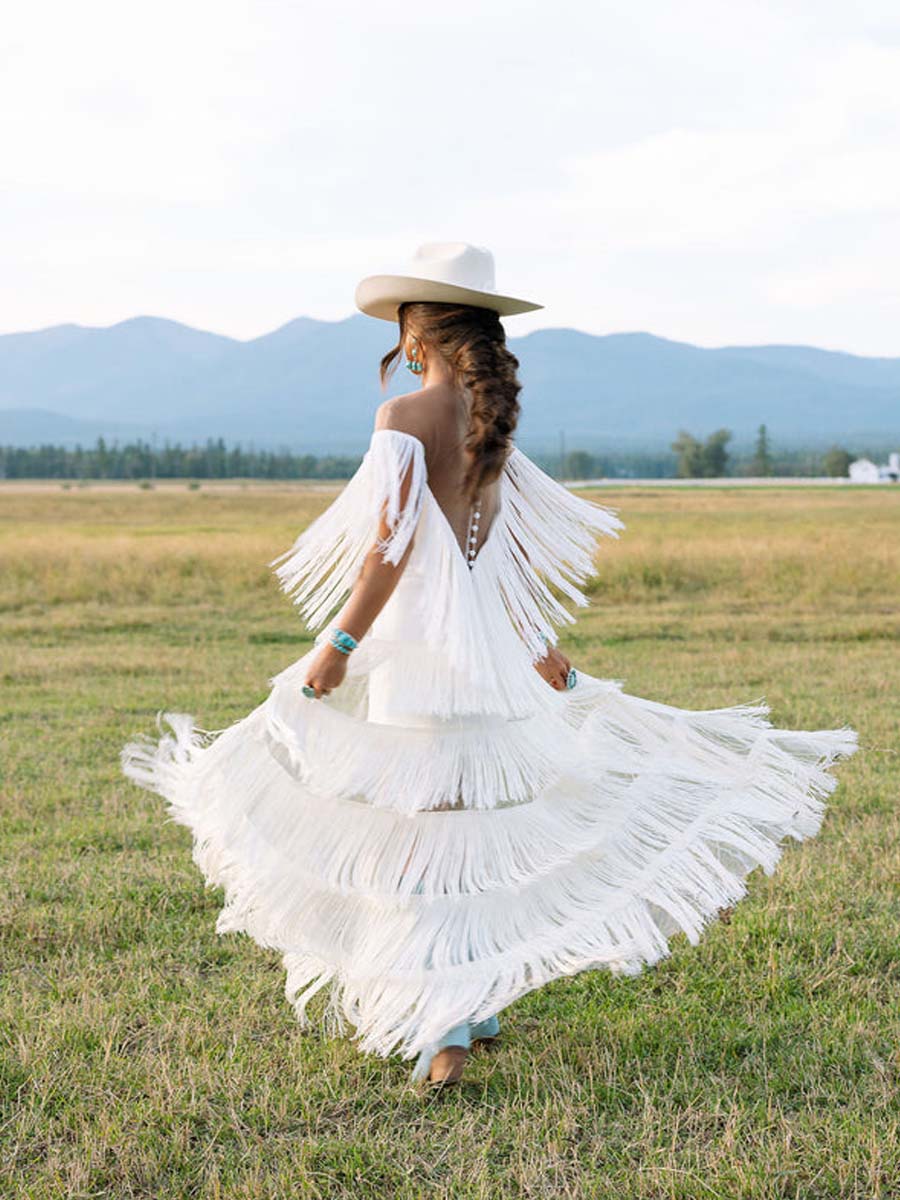White Fringe Dress