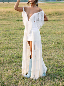 White Fringe Dress