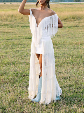 White Fringe Dress