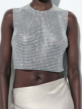 Rhinestone Backless Sleeveless T-Shirt