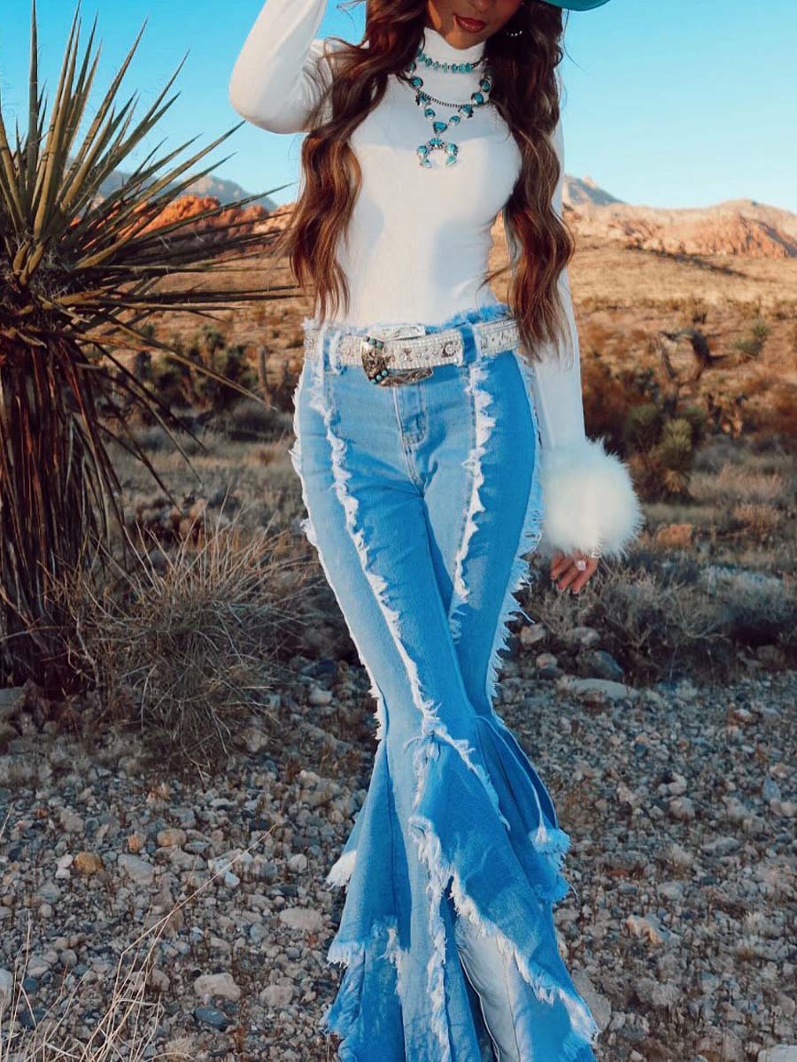 Blue Denim Frayed Jean
