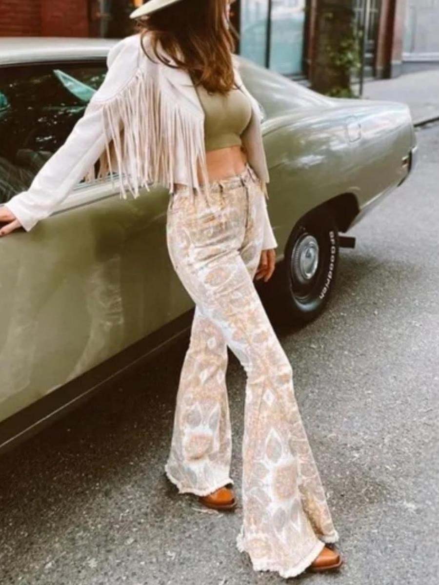 Gold Bell Bottom Jeans