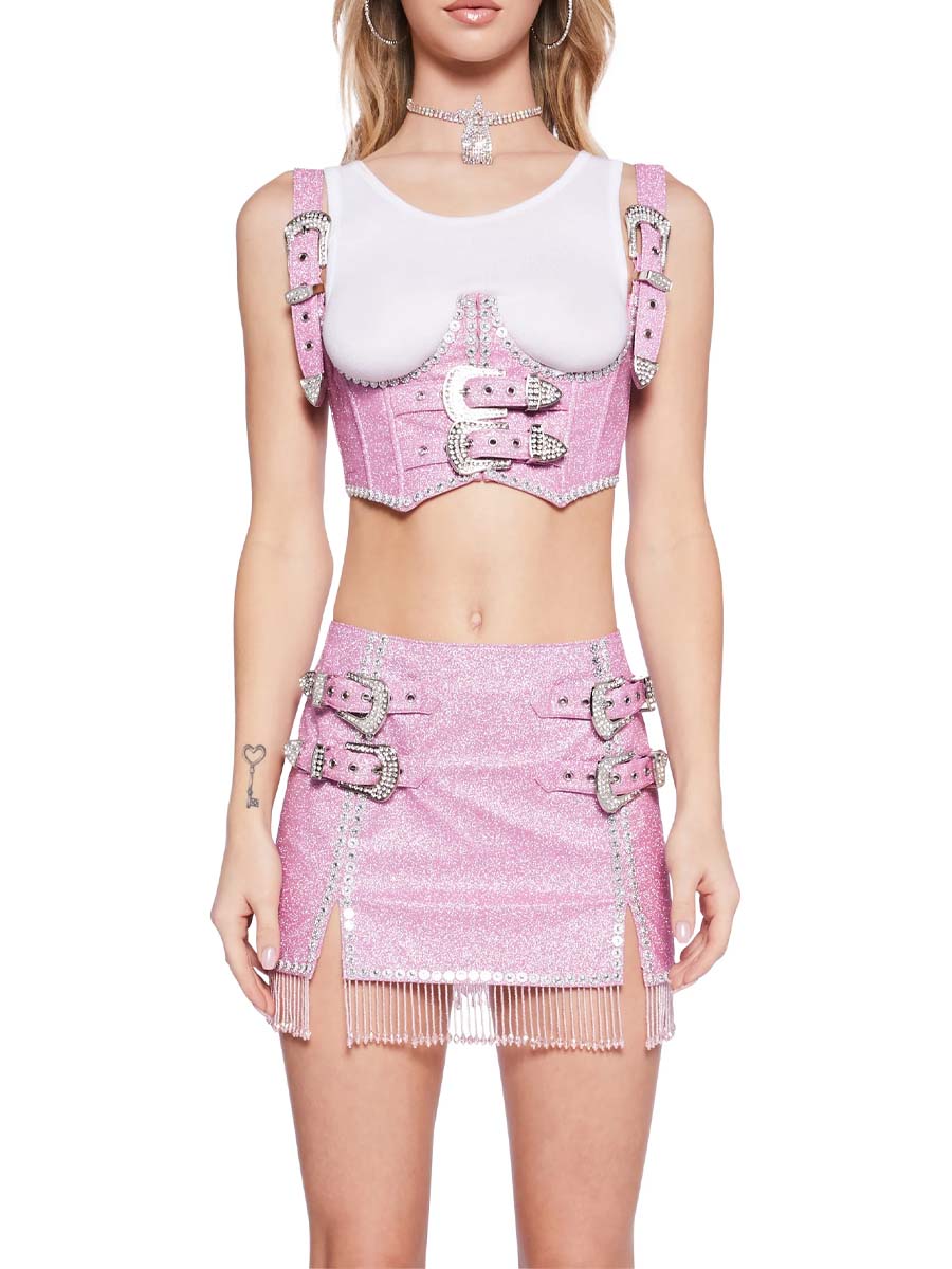 Glitter Mini Skirt Set
