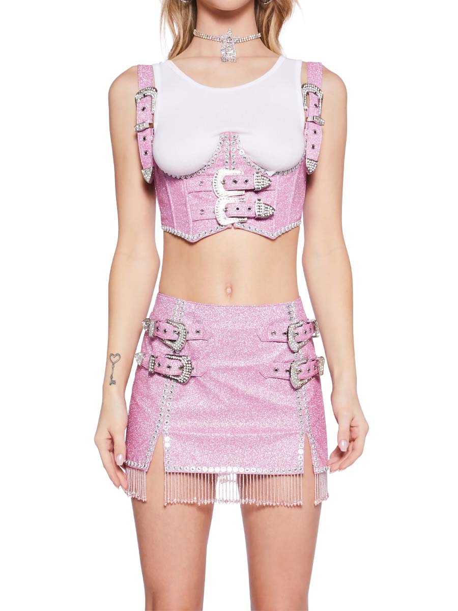Glitter Mini Skirt Set