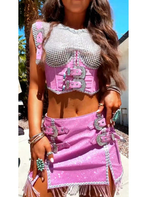 Glitter Mini Skirt Set