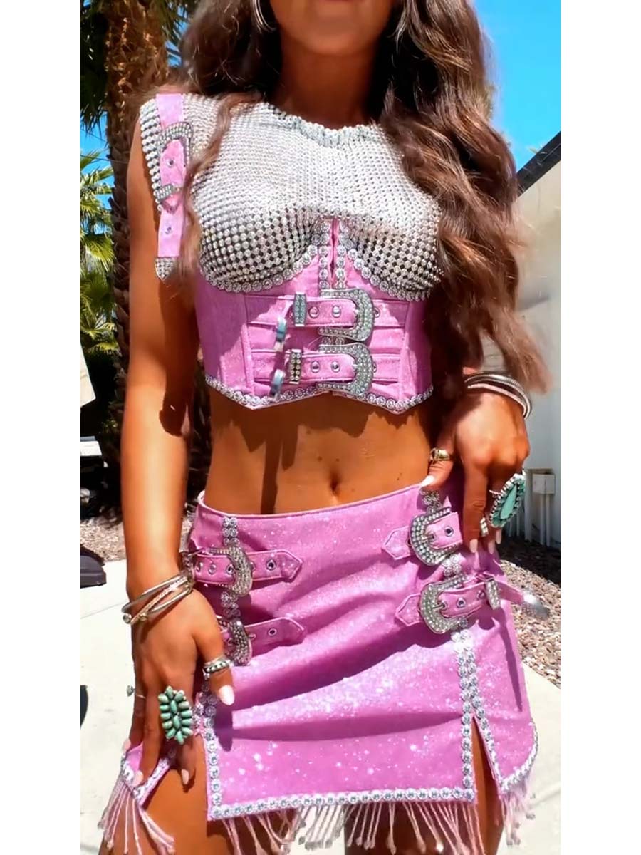 Glitter Mini Skirt Set