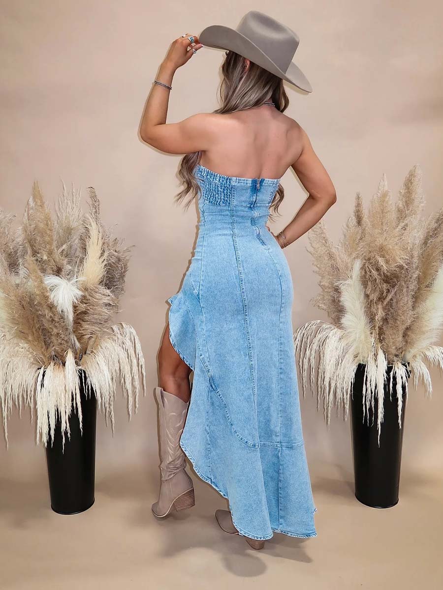 Vintage Denim Maxi Dress