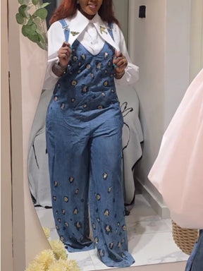 Shiny Denim Jumpsuit