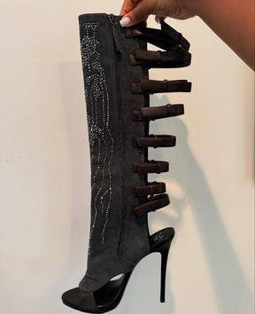 Suede Crystal Boots