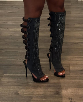 Suede Crystal Boots