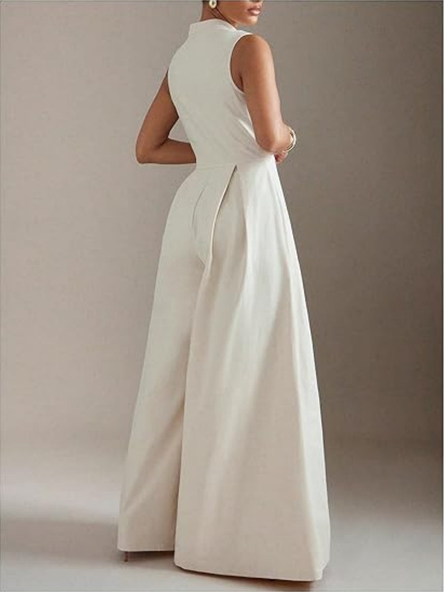 Zip Up Wide Leg Jumpsuits