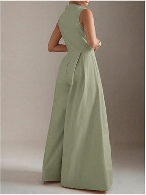 Zip Up Wide Leg Jumpsuits
