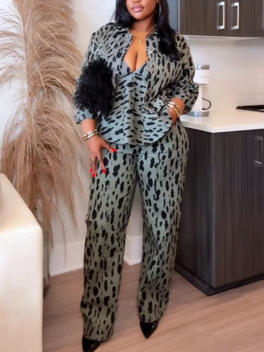 Animal Print Three-Piece Set
