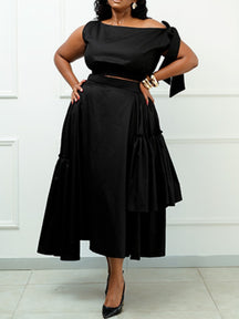 Cropped Top Skirt Set