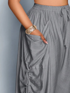Solid Color Tie-Waist Wide Leg Pant
