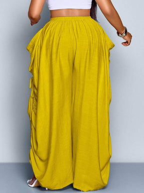 Solid Color Tie-Waist Wide Leg Pant