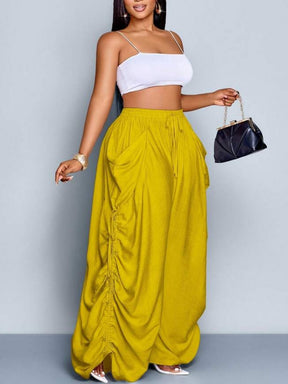 Solid Color Tie-Waist Wide Leg Pant