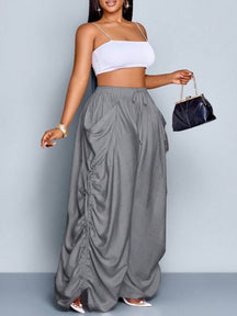 Solid Color Tie-Waist Wide Leg Pant
