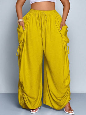 Solid Color Tie-Waist Wide Leg Pant